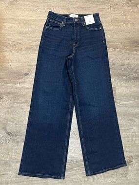 Fabletics Wide Leg Jeans Women’s Size 27 NWT Dark Wash High Rise Stretch Denim